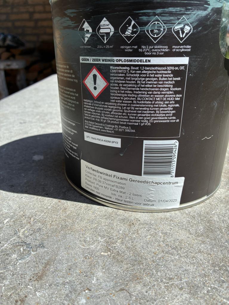 Flexa Pure Muurverf Extra Mat - 2.5L FB Inchyra Blue 289, Ophalen, Blauw, Nieuw, Verf