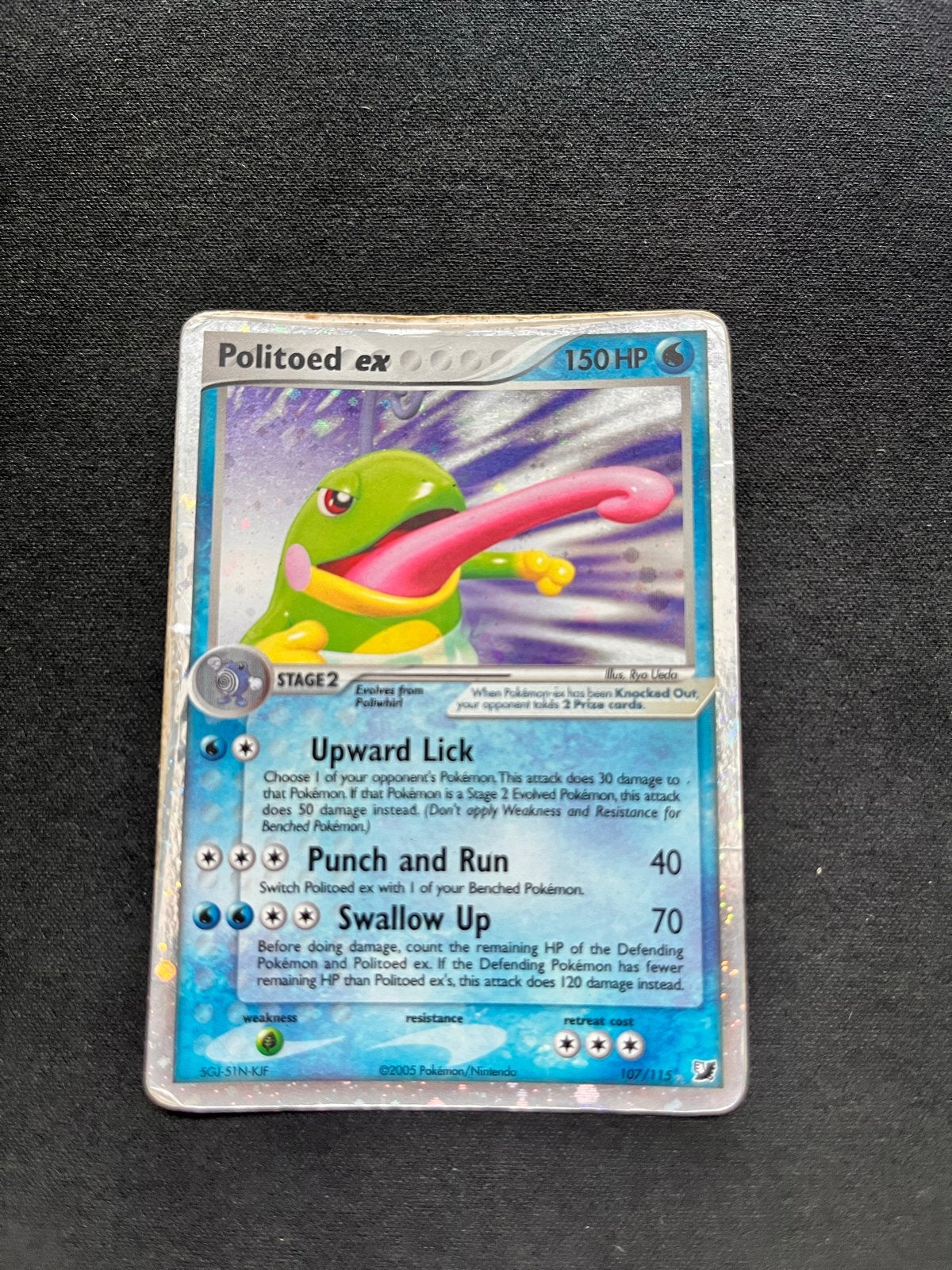 Politoed ex 107/115 Unseen Forces Pokémon Kaart, Ophalen of Verzenden, Gebruikt, Losse kaart