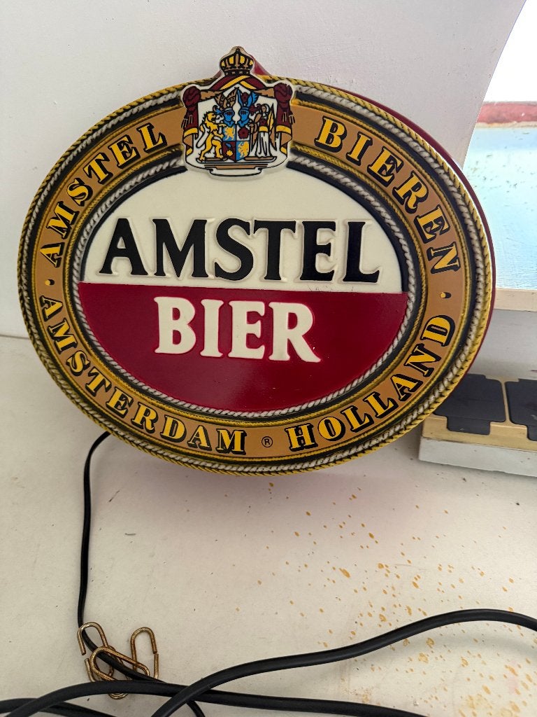 reclame verlichting, Ophalen of Verzenden, Gebruikt, Reclamebord, Plaat of Schild, Amstel