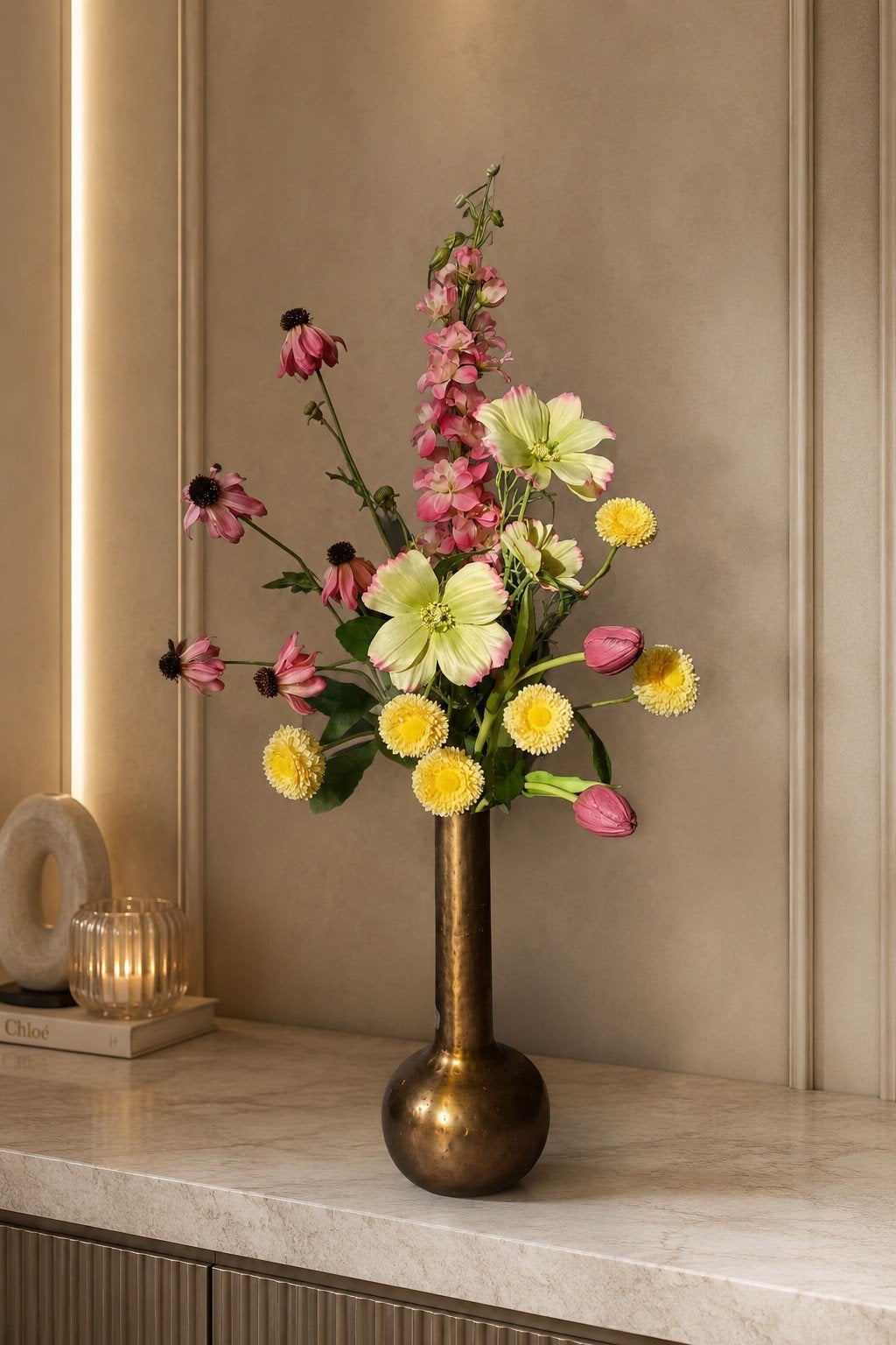 Luxe Zijden Bloemen Boeket Silk-ka - Realistische Eyecatcher, Binnen, Silk-ka, Ophalen of Verzenden, Boeket