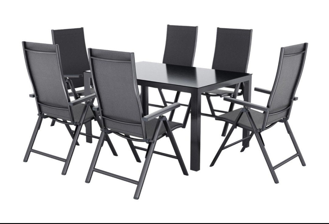 Zo goed als nieuw tuinset met 6 stoelen, Tuin en Terras, Tuinsets en Loungesets, Zo goed als nieuw, Aluminium, Ophalen