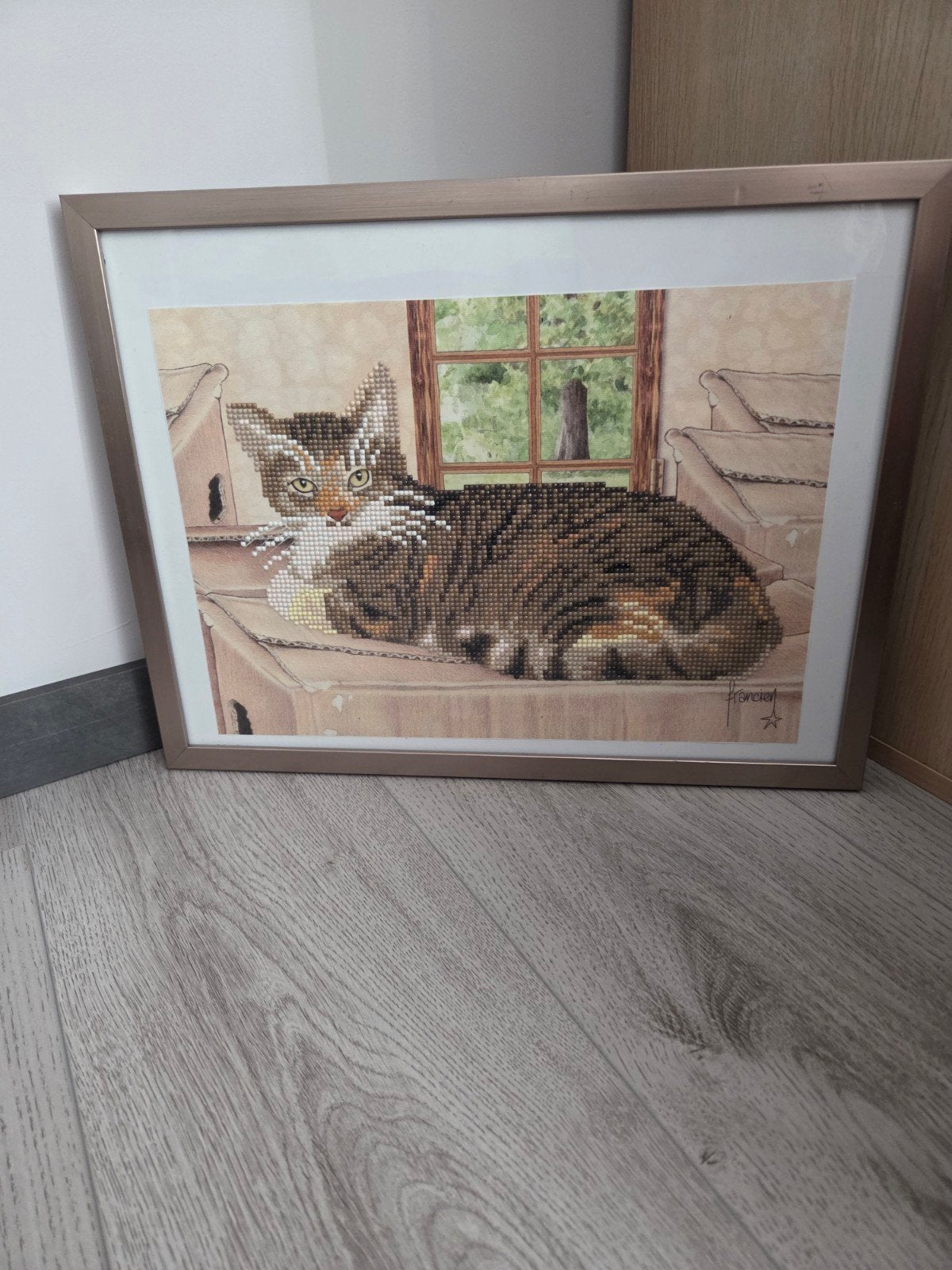 Diamond Painting Kat in Lijst - Handgemaakt Kunstwerk, Ophalen, Zo goed als nieuw, Overige typen, Oorspronkelijke maker