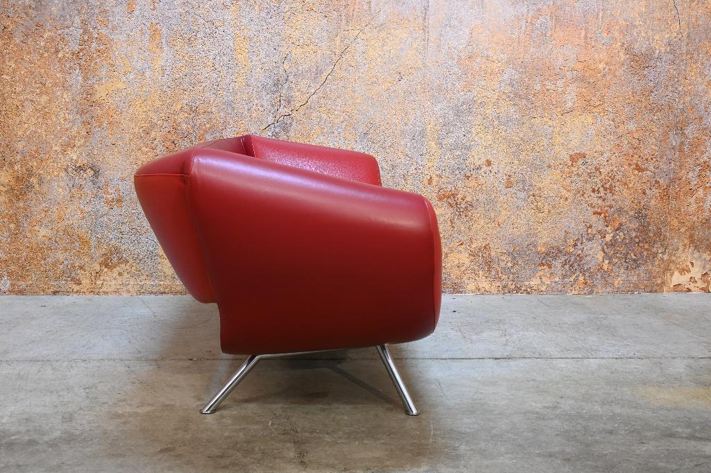 ZGANieuw rode leren Leolux Arabella design bank, Leolux, Leolux, 150 tot 200 cm, Tweepersoons