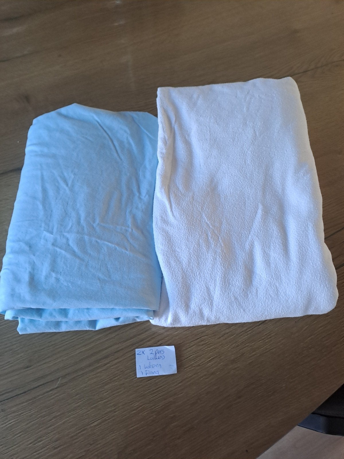 2x Tweepersoons Lakens: Katoen en Flannel, Gebruikt, Meerkleurig, Hoeslaken of Sloop, Katoen