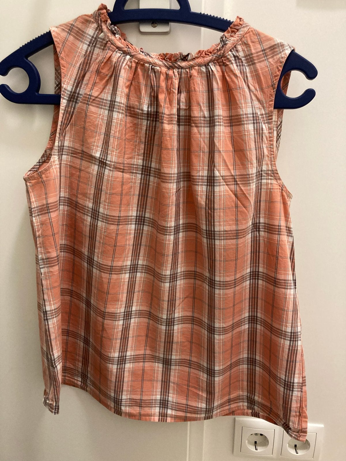 Sisley geruite mouwloze top, 2 stuks, Ophalen of Verzenden, Zo goed als nieuw, Oranje, Zonder mouw