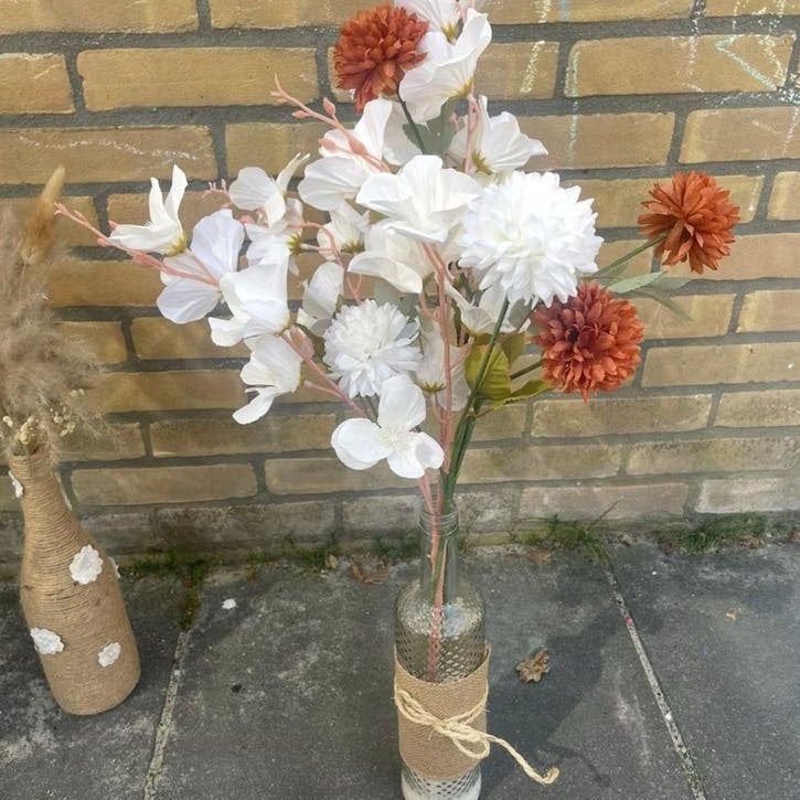 12 vazen met kunstbloemen - Perfect voor bruiloft!, Ophalen, Meerkleurig, Inclusief decoratie, Glas