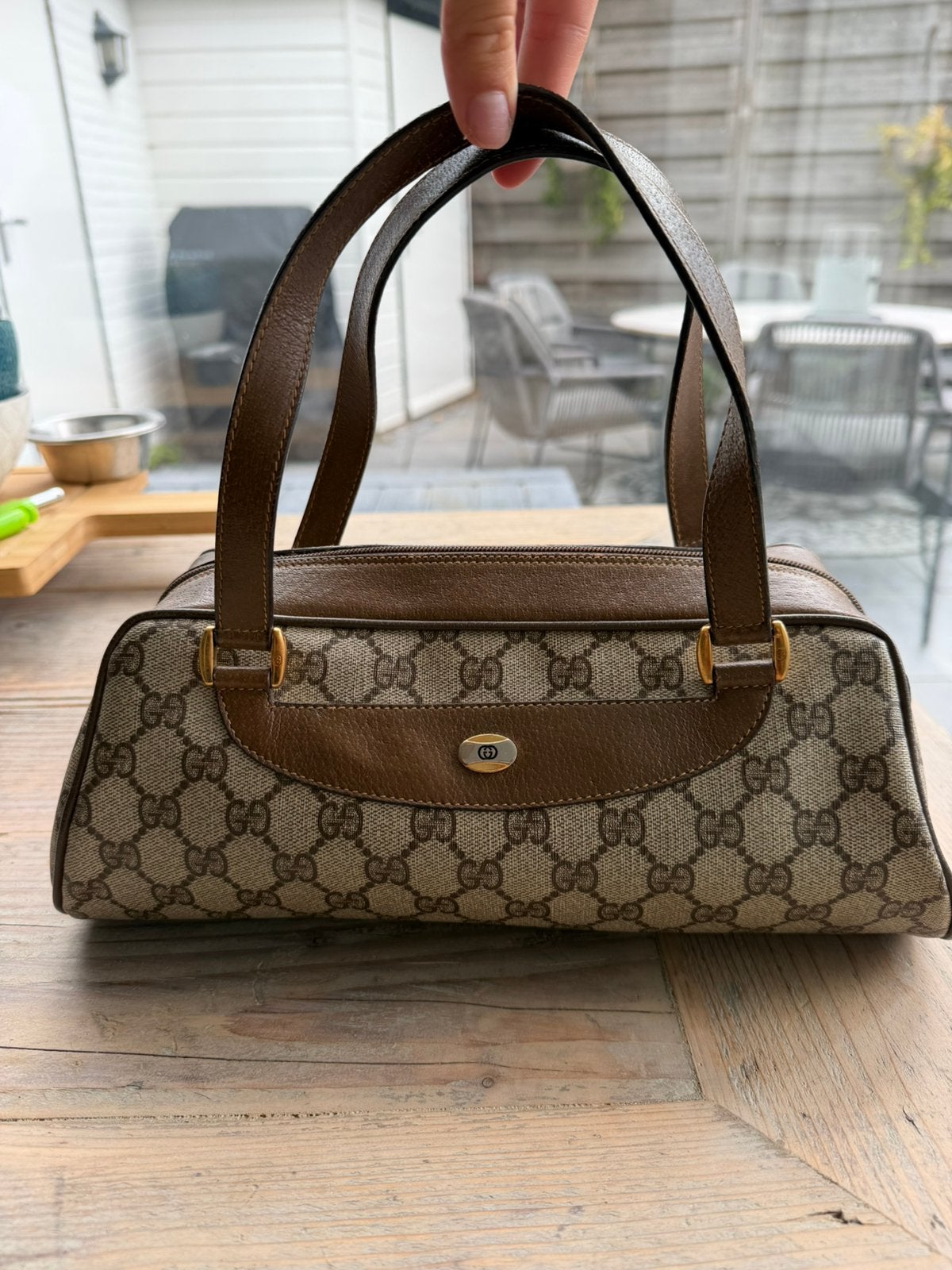 Gucci Suprème GG vintage, Ophalen, Zo goed als nieuw, Bruin, Handtas