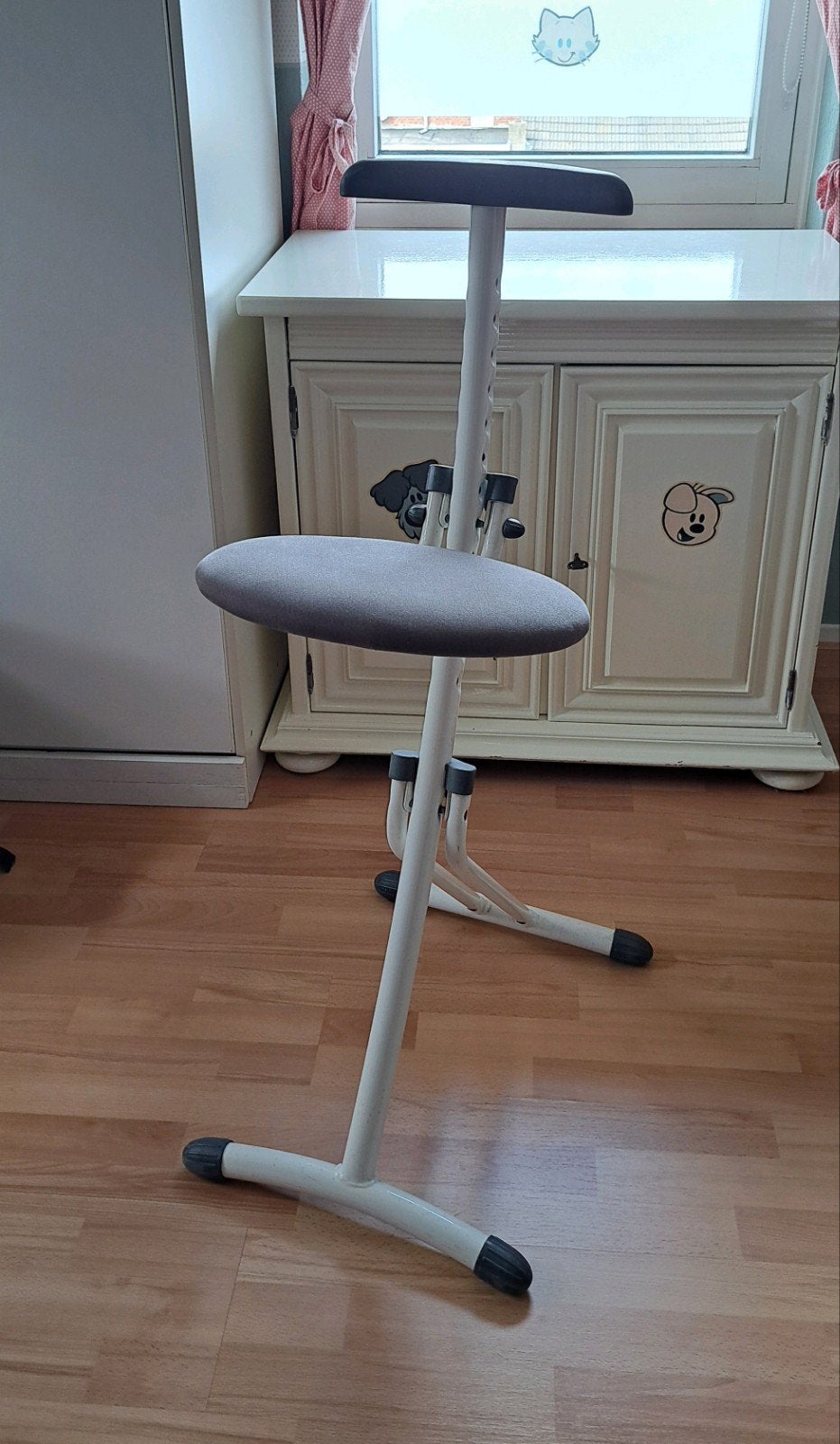 Ergonomische kruk/stastoel - Grijs/Wit, Ophalen, Gebruikt, Stof, Ergonomisch, Modern