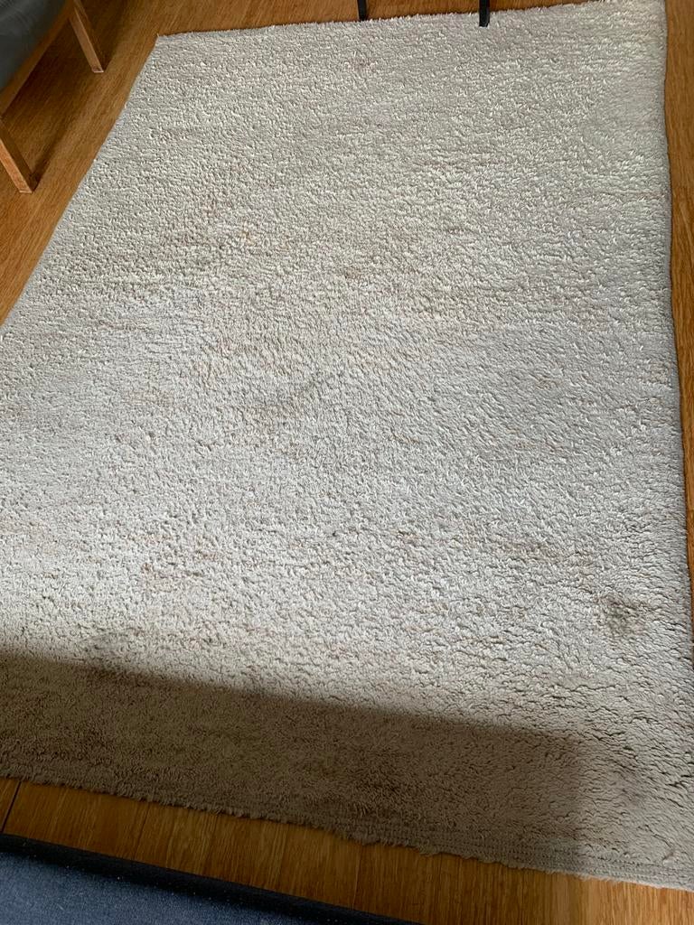 Wollen vloerkleed 240 x 170 cm beige, Gebruikt, Beige, 150 tot 200 cm, 200 cm of meer