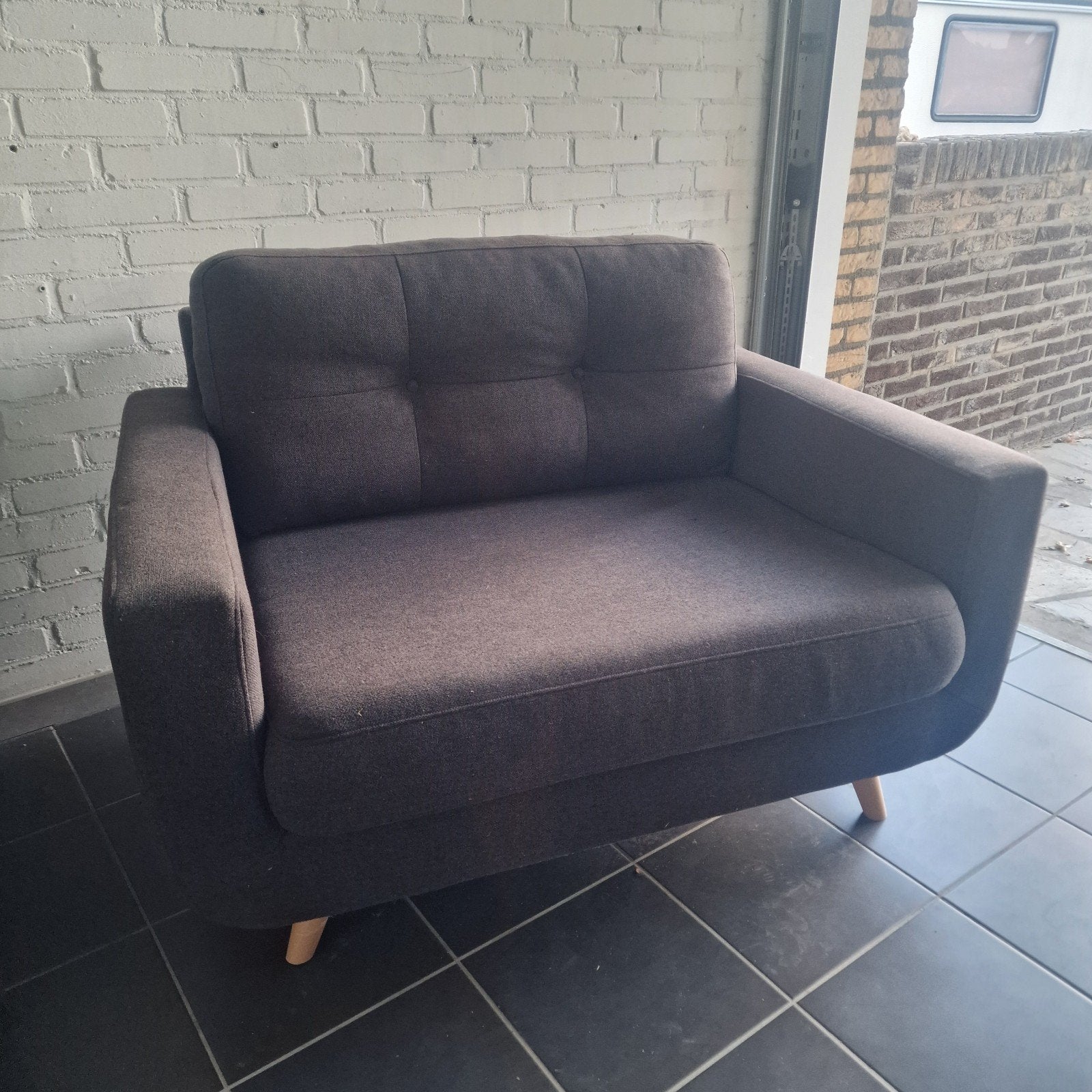 Loveseat Wehkamp - Donkergrijs, Zo goed als nieuw, Ophalen, Zo goed als nieuw, Stof, Modern