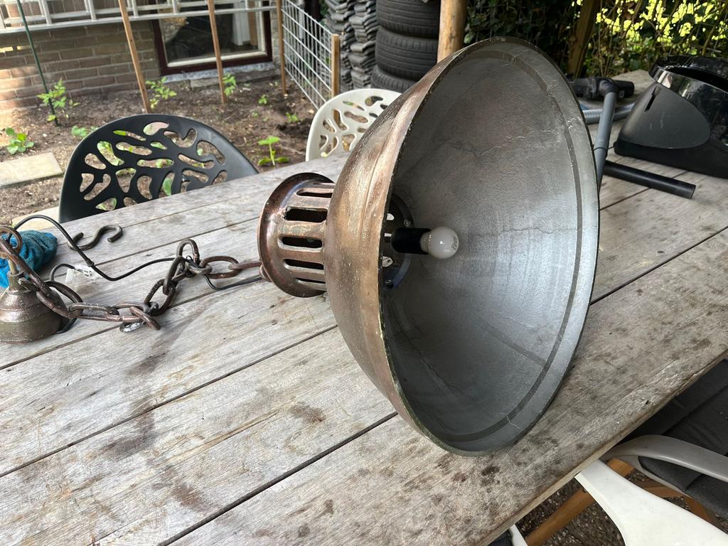 Industriële Hanglamp Loods 5 - Zwaar Metaal Ø50cm, Huis en Inrichting, Lampen | Hanglampen, Ophalen, Zo goed als nieuw, Metaal