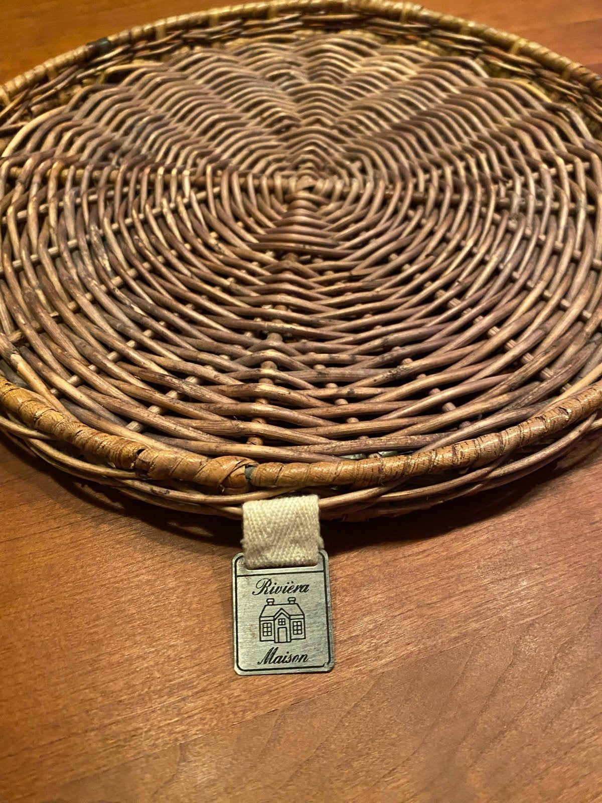 Riviera Maison Rieten Dienblad Rond, Rond, Ophalen of Verzenden, Zo goed als nieuw, Handgemaakt