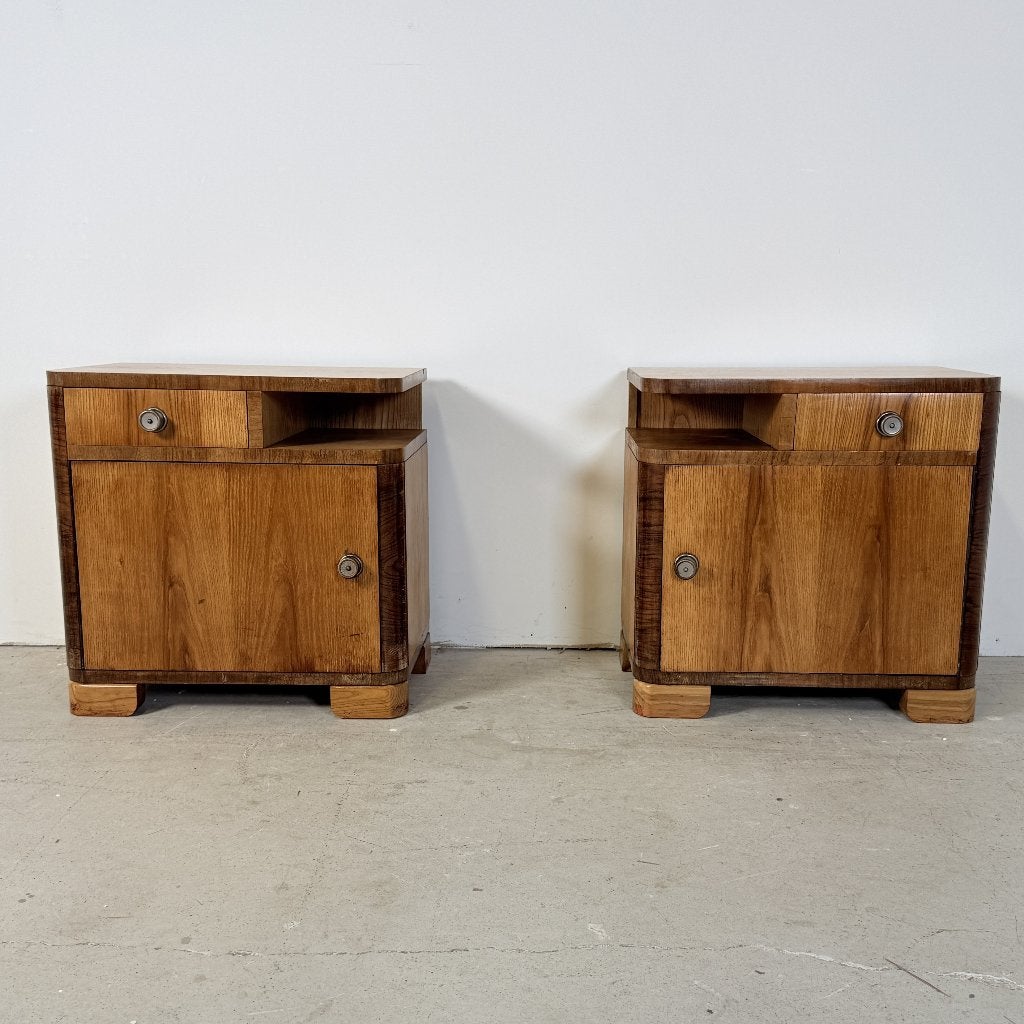 Set van Twee Art Deco Nachtkastjes, Jaren '50, Huis en Inrichting, Gebruikt, P, P, P