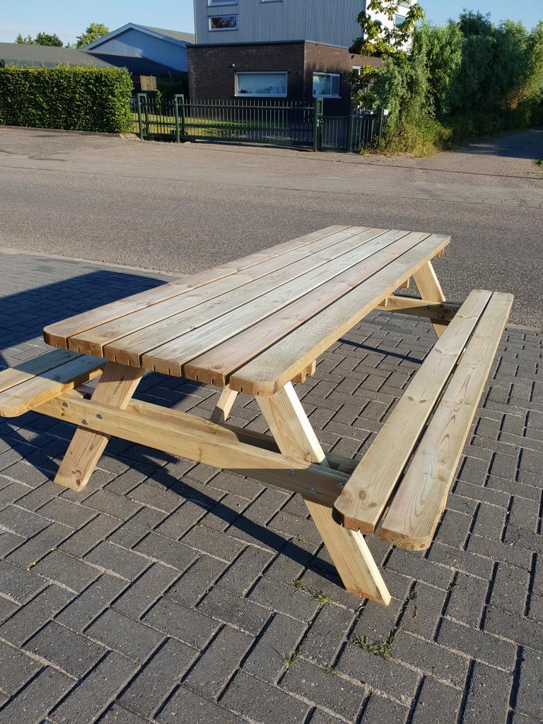 Picknicktafel XXL 240cm 8pers geimpregneerd tuinbank ROBUUST, Ophalen, Wr, Nieuw, Wr