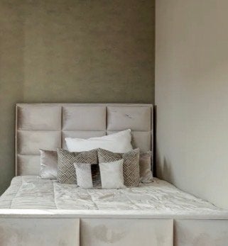 Stijlvol bedschot 140 x 140 cm, Ophalen, Gebruikt, Eenpersoons, Beige