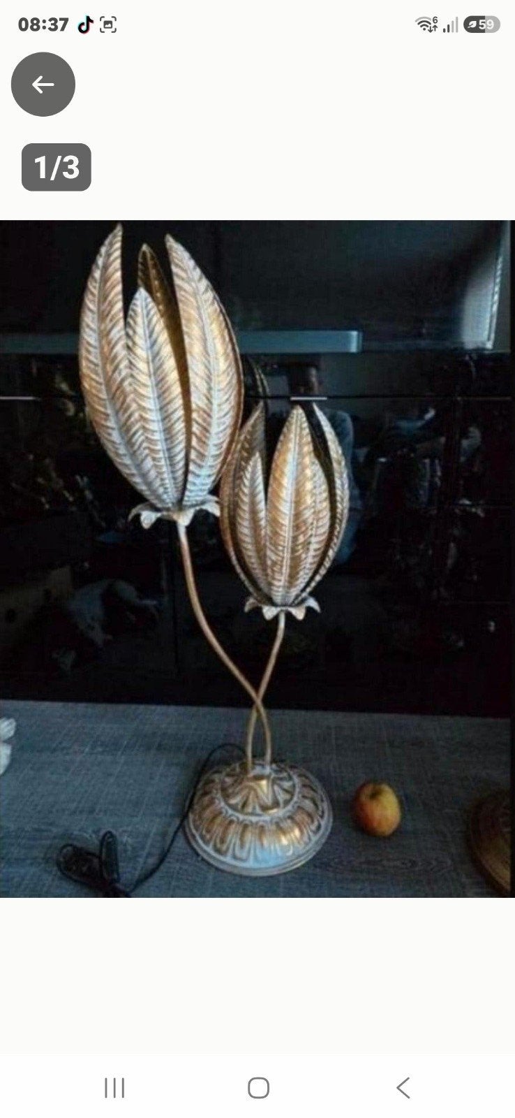 Prachtige en unieke lamp in de vorm van twee gouden bloemen., Ophalen, Nieuw, Klassiek
