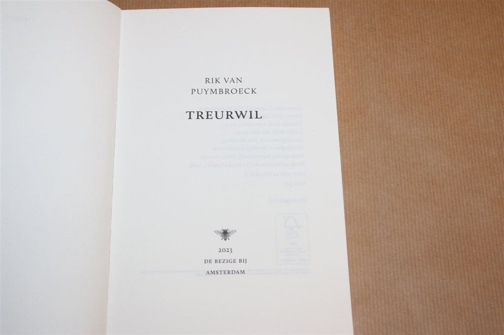 Treurwil — Rik Van Puymbroeck — Verliesroman, Ophalen of Verzenden, Zo goed als nieuw