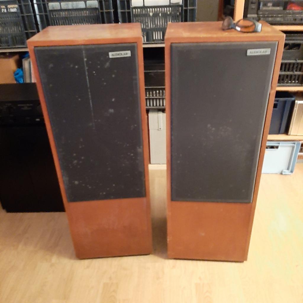 Audiolab Spectrum + Vloerstaande Speakers - Vintage Geluid, Audio, Tv en Foto, Luidsprekers, Ophalen, Gebruikt, Front, Rear of Stereo speakers