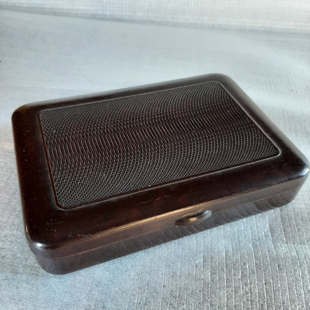 Vintage sigarenhouder / sigaretten doosje bakeliet bruin, Verzamelen, Rookartikelen, Aanstekers en Luciferdoosjes, Ophalen of Verzenden