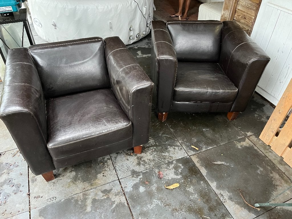 Stoelen, Huis en Inrichting, Ophalen, Gebruikt, 50 tot 75 cm, Leer