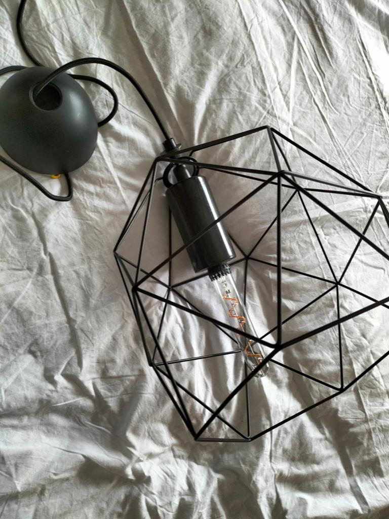 Ikea industriële hanglamp zwart ., Ophalen of Verzenden, Zo goed als nieuw, Metaal, Industriël