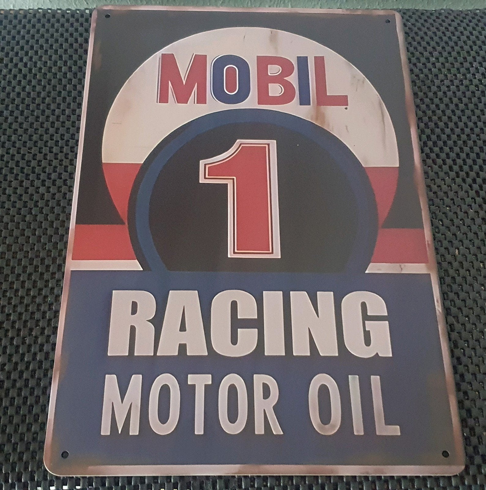 Mobil 1 Racing Motor Oil Wandbord 30x20 cm, Ophalen of Verzenden, Nieuw, Reclamebord