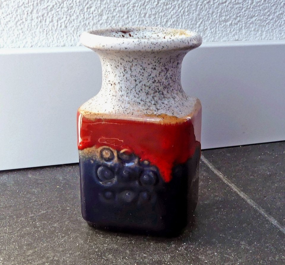 Carstens Tönnieshof vintage vaasje blauw rood West-Germany, Gebruikt, 10 cm, Ophalen of Verzenden, Steen/keramiek