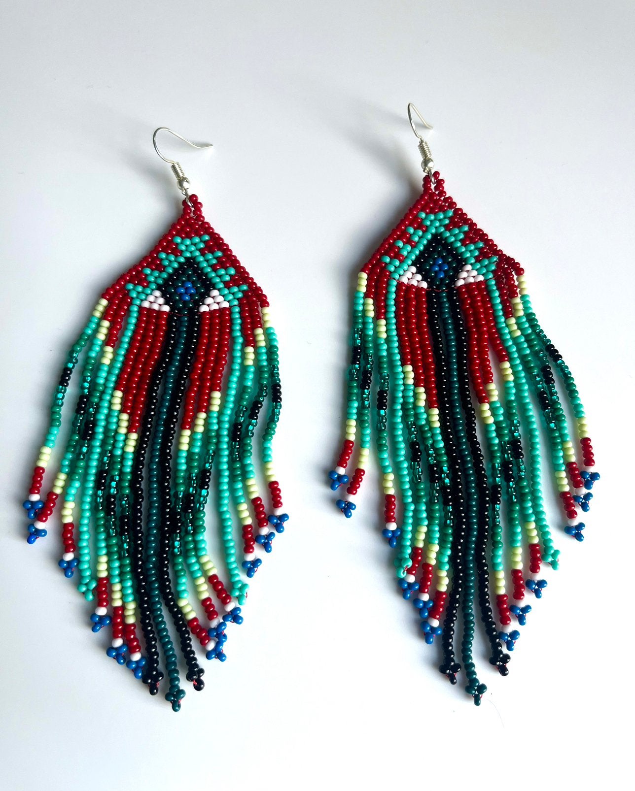 Spectaculaire, lange fringe oorbellen uit Ecuador NIEUW, Hangers, Overige kleuren, Nieuw, Ophalen of Verzenden