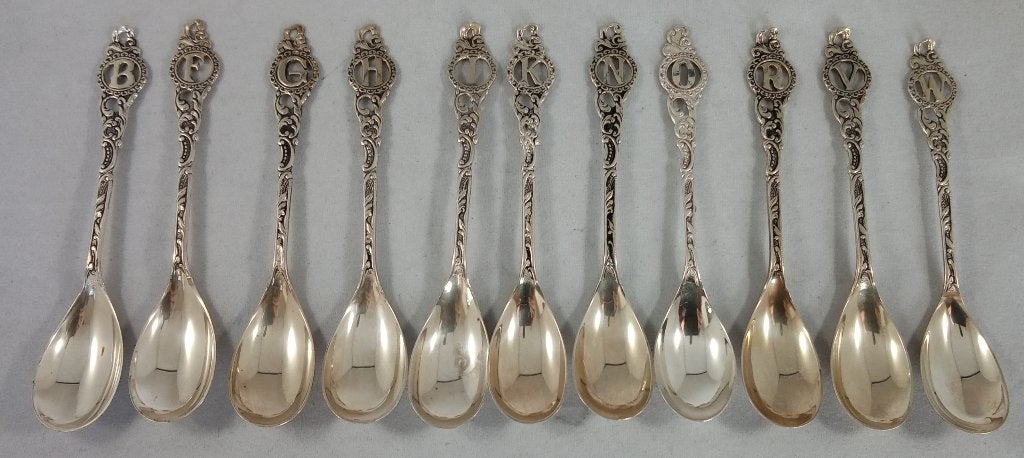 zilveren geboortelepel theelepel voorletter 835 zilver, Antiek en Kunst, Antiek | Goud en Zilver, Ophalen of Verzenden, Zilver
