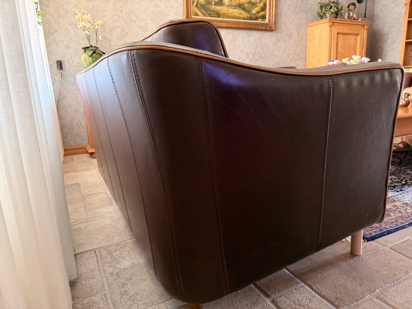 Leren 2-zitsbank Baxter, Made in Italy, 170 cm breed, Huis en Inrichting, Banken | Bankstellen, Ophalen, Gebruikt, 150 tot 200 cm