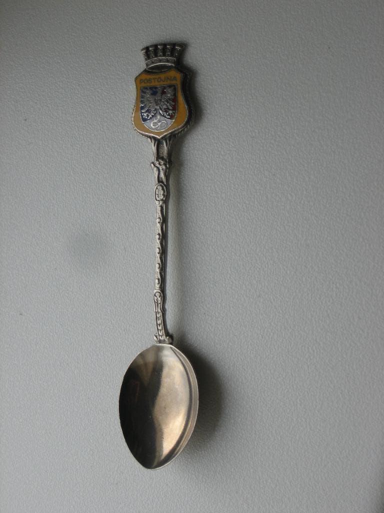 lepeltje Postojna, Slovenië, verzilverd - souvenir, Gebruikt, Verzilverd, Ophalen of Verzenden, Metaal