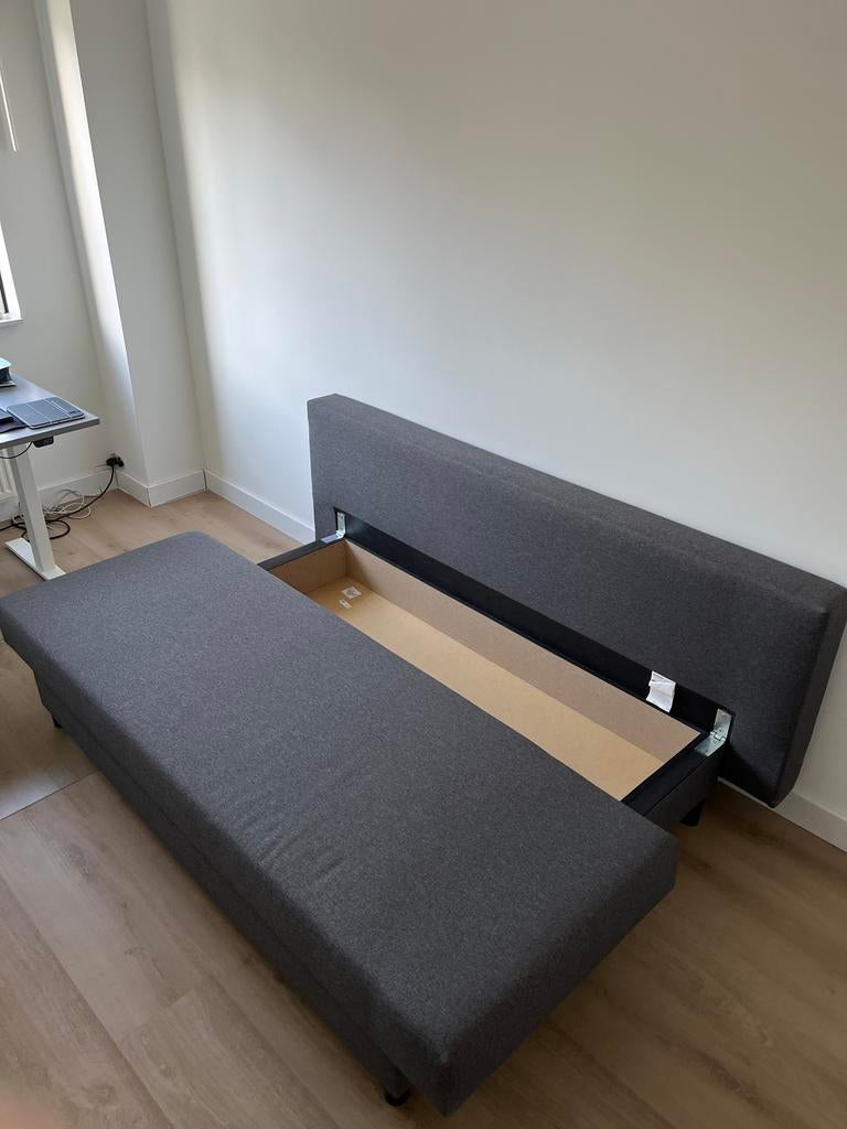 Ikea Asarum slaapbank - Grijs, Huis en Inrichting, Slaapkamer | Slaapbanken, Tweepersoons, Zo goed als nieuw, Overige maten, Grijs