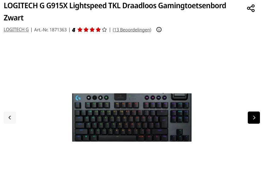 Logitech G915 X Lightspeed TKL (Nog in verzegelde doos), Computers en Software, Ophalen, Logitech G, Nieuw, Draadloos