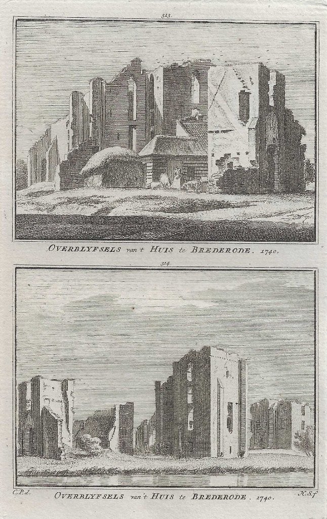 Overblyfsels van 't Huis te Brederode 1740 22 Spilman Koperg, Ophalen of Verzenden, 15 cm, 10 cm, 1700 - 1799