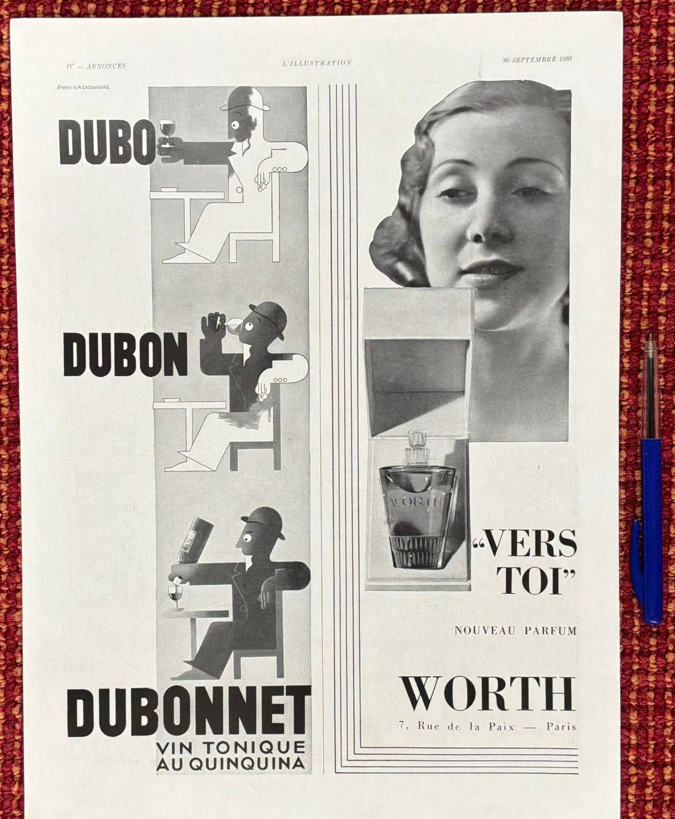 Originele jaren’30 reclame Cassandre voor Dubonnet, Ophalen of Verzenden, Gebruikt, A1 t/m A3, Film en Tv
