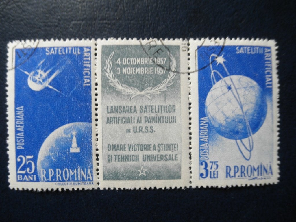Postzegels Roemenië 1957 ruimtevaart - cat.w. € 4,50 (2)., Ophalen of Verzenden, Overige landen, Gestempeld