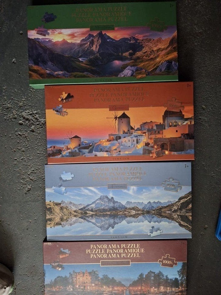 4x Panorama Legpuzzels - 1000 stukjes per puzzel, Ophalen of Verzenden, 500 t/m 1500 stukjes, Zo goed als nieuw, Legpuzzel