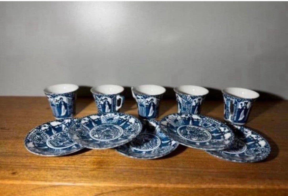Vintage 5 kleurrijke Japans kop en schotel.219, Antiek en Kunst, Ophalen of Verzenden