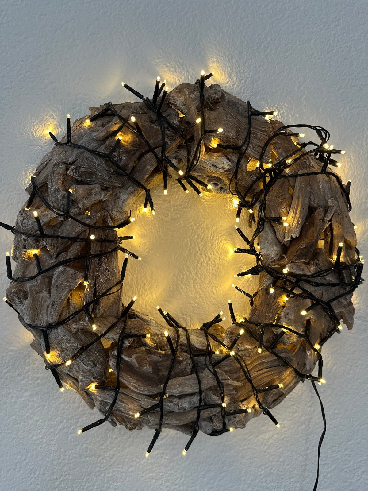 Decoratieve krans van drijfhout met of zonder verlichting, Ophalen, Nieuw, Krans, Natuurlijk materiaal