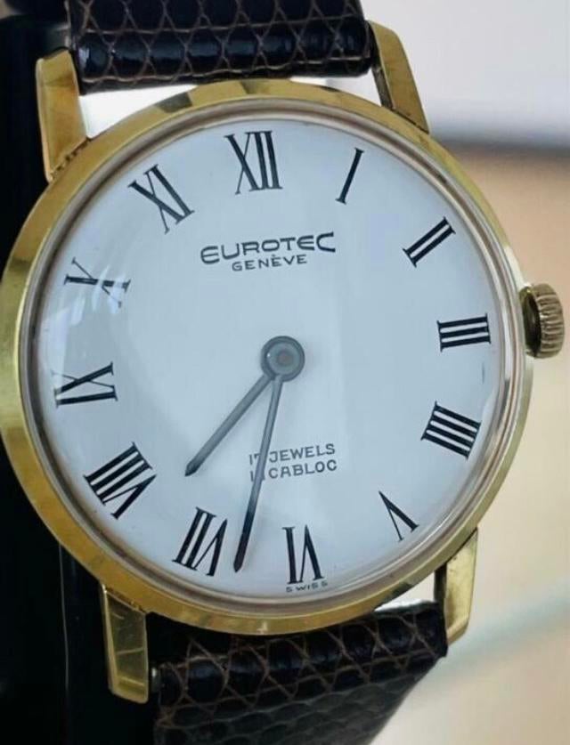 Eurotec Geneve Swiss vintage horloge antiek, Sieraden, Tassen en Uiterlijk, Horloges | Dames, Overige merken, Leer, Staal, Polshorloge