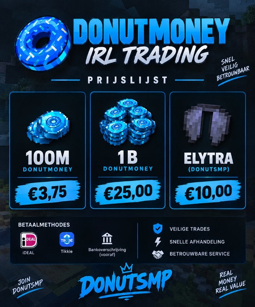 DonutSMP geld (1B, 100M of Elytra), Ophalen of Verzenden, Zo goed als nieuw, Overige typen