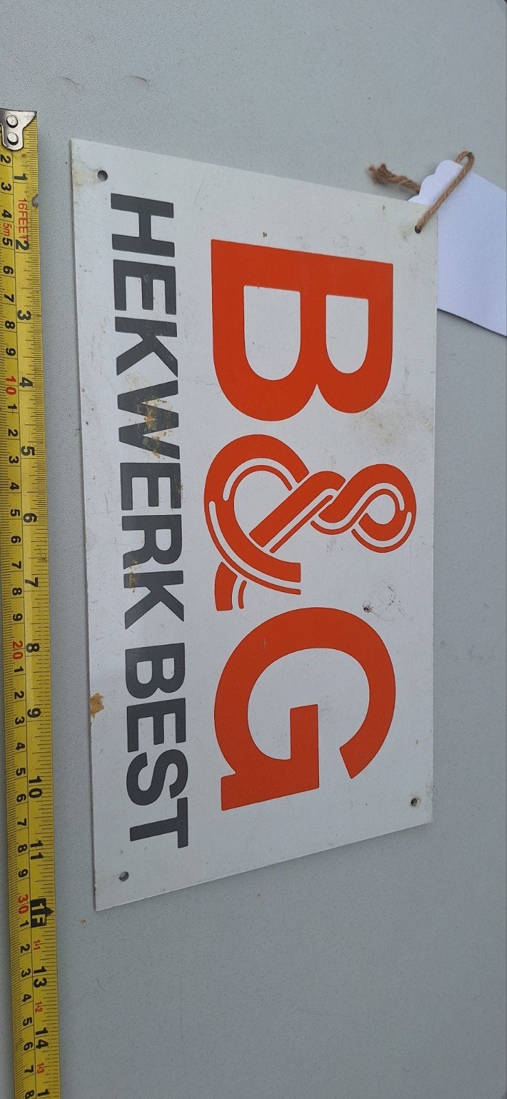 B&G Hekwerken bordje (26425), Reclamebord, Gebruikt, ., Ophalen of Verzenden