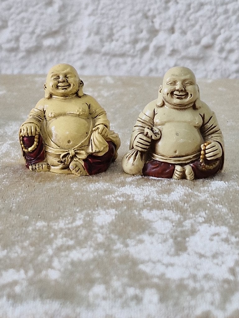 Set 2 Vintage Happy Buddha Beeldjes, Verzamelen, Beelden en Beeldjes, Ophalen of Verzenden