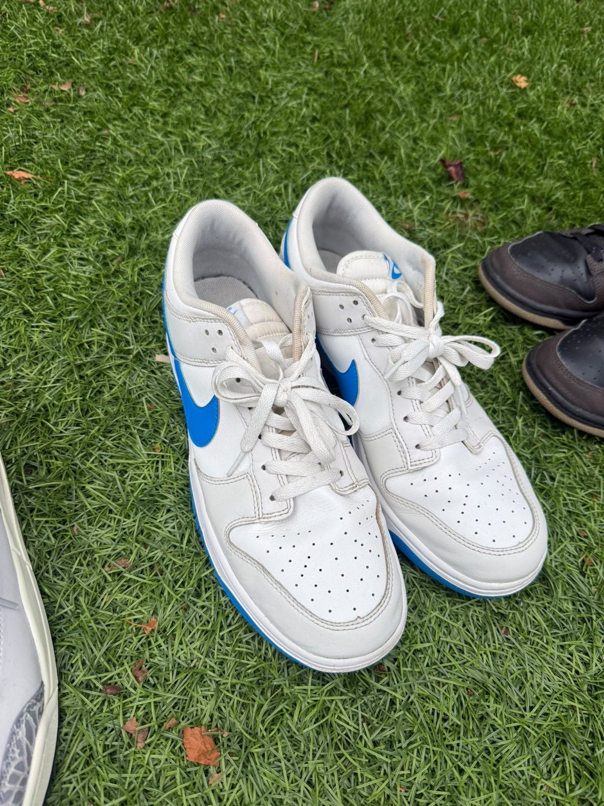 Nike Dunk Low Retro Wit Blauw - Maat 46, Wit, Ophalen of Verzenden, Sneakers of Gympen, Zo goed als nieuw