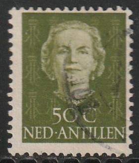 Antillen 1950 229 Juliana 50c, Gest, Postzegels en Munten, Postzegels | Nederlandse Antillen en Aruba, Ophalen of Verzenden, Gestempeld