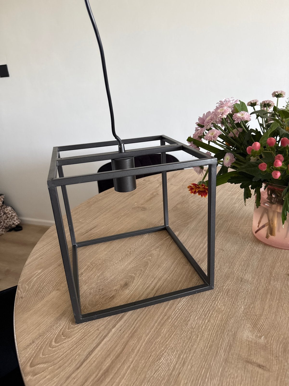 Moderne Zwarte Kubus Hanglamp - Industrieel Design, Ophalen, Zo goed als nieuw, Metaal, E27 (groot)