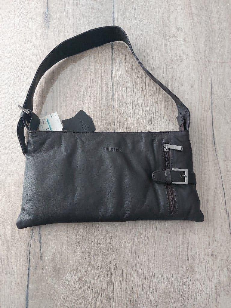 Bruine leren damestas Vilenca - Nieuw, Ophalen of Verzenden, Nieuw, Bruin, Handtas