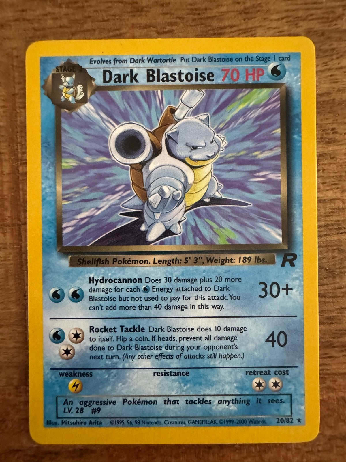Dark Blastoise Pokémon Kaart 20/82 - Team Rocket Set, Ophalen of Verzenden, Losse kaart