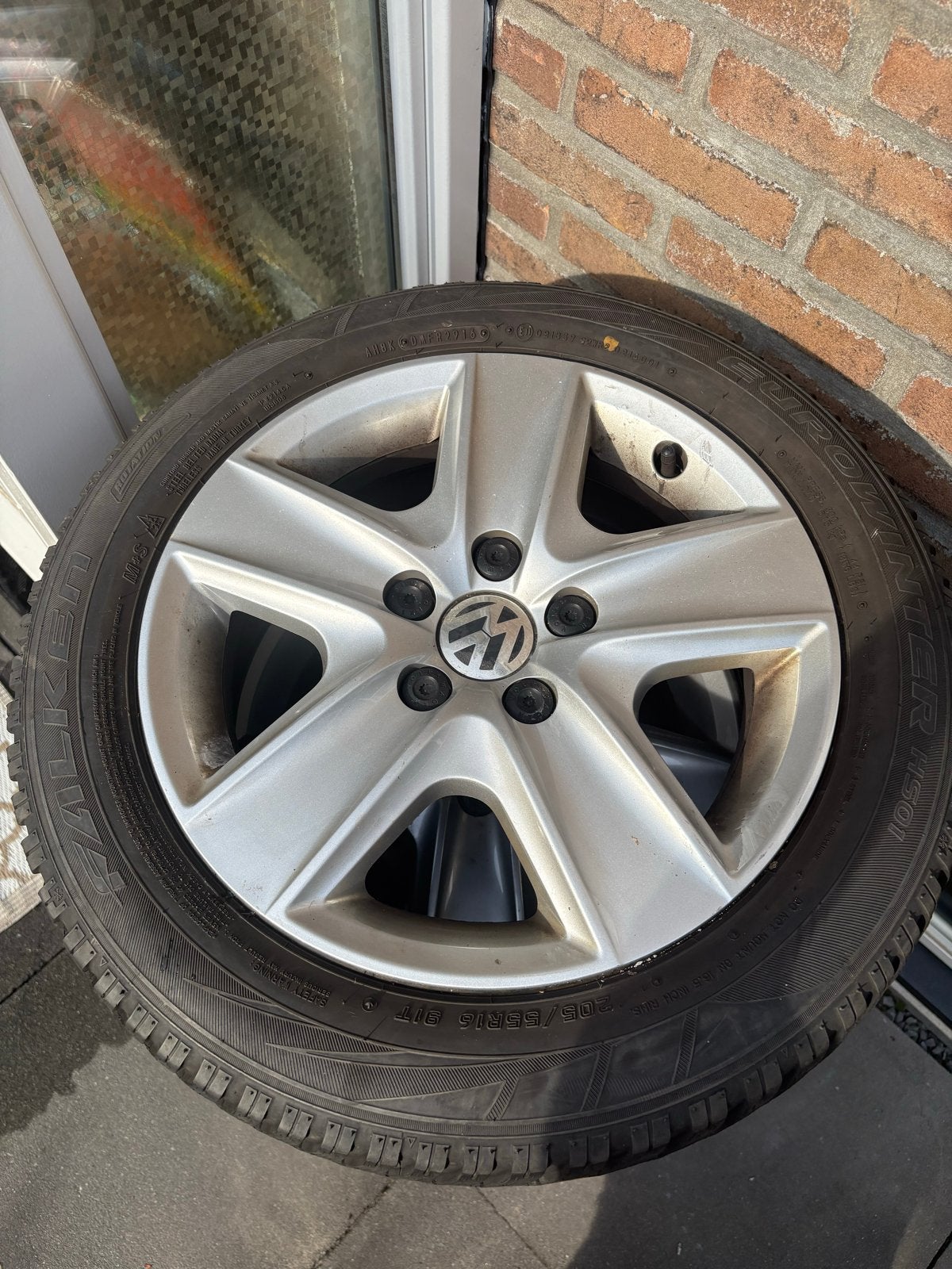 Winterbanden met velgen 205/55R16 91T, Ophalen, Gebruikt, 16 inch, Banden en Velgen