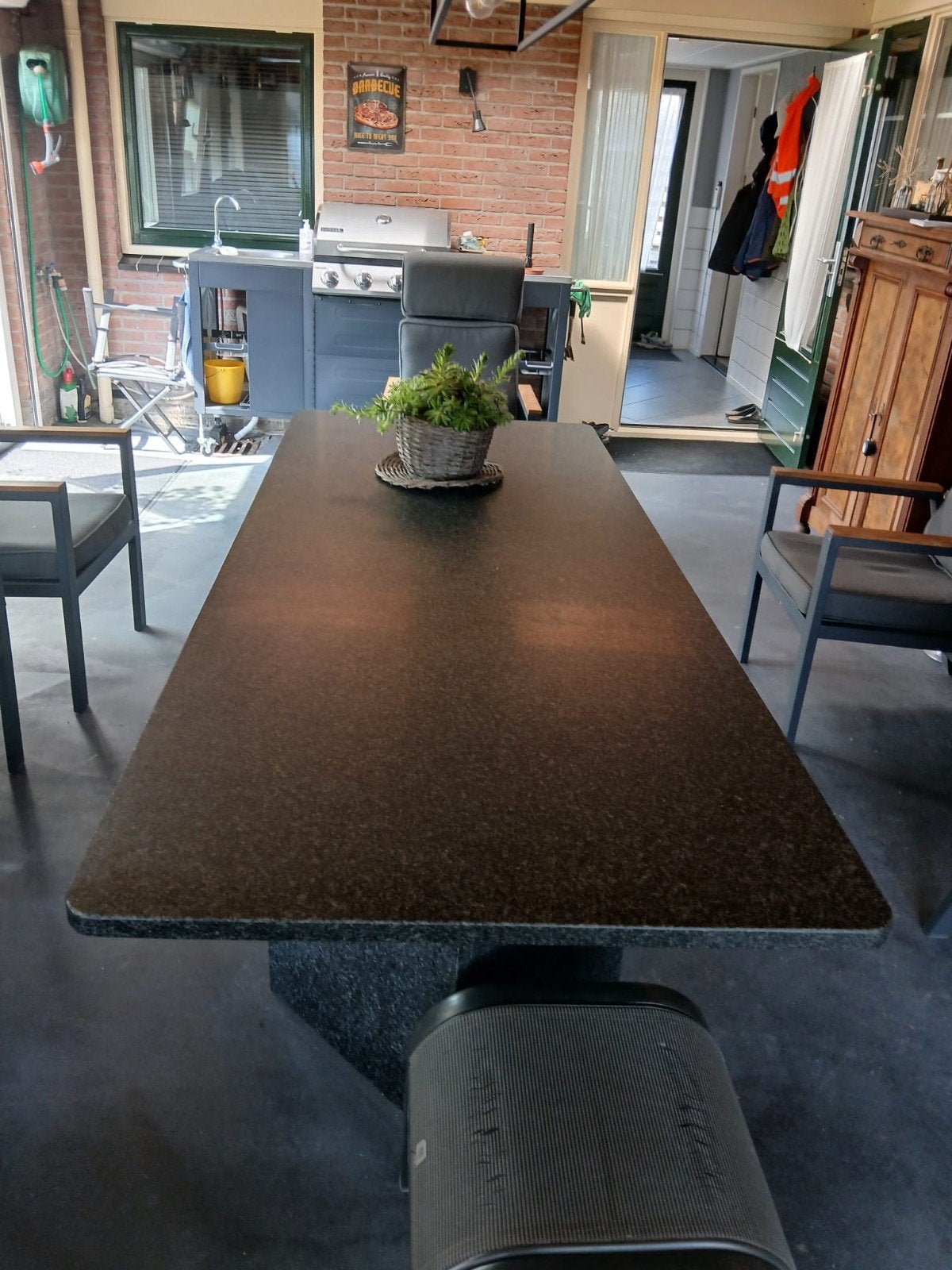 Robuuste granieten eettafel - Perfect voor buiten!, Ophalen, Overige materialen, Modern, Robuust, 200 cm of meer